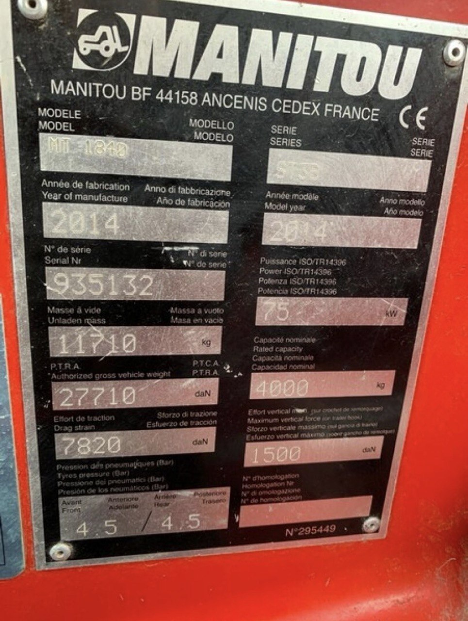 Manitou MT1840 2014 - photo 8